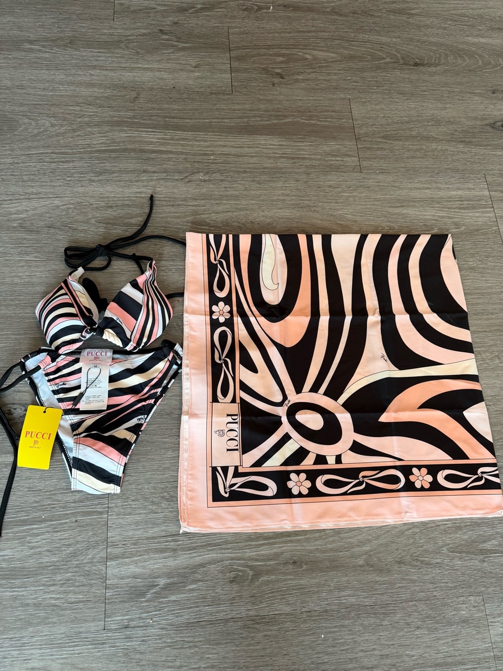 Pink & Black Printed Silk Scarf - Women's Accessory pucci
